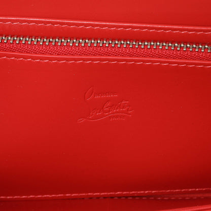 Exclusive Christian Louboutin Silver Patent Leather Panettone Spiked Zip Around Wallet — Detail View