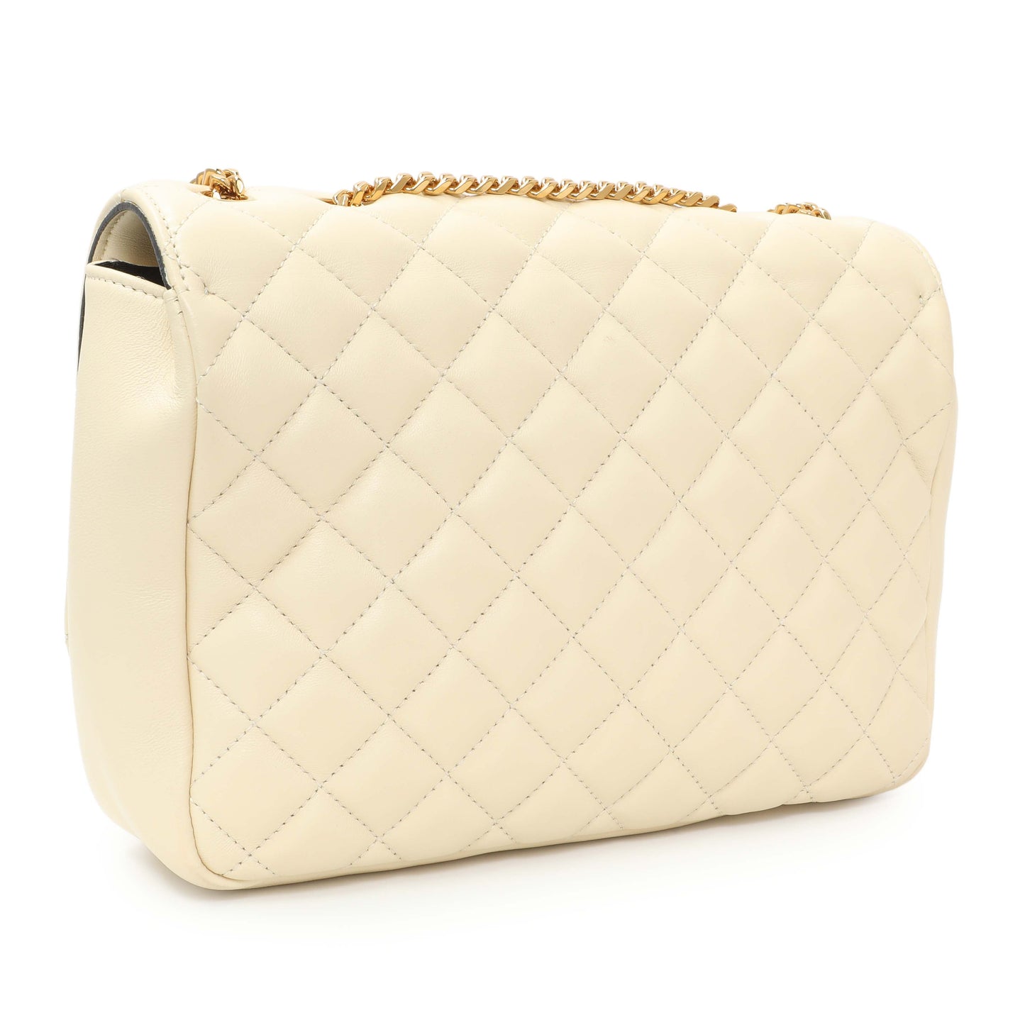 Exclusive Versace White Nappa Quilted La Medusa Chain Crossbody — Side View