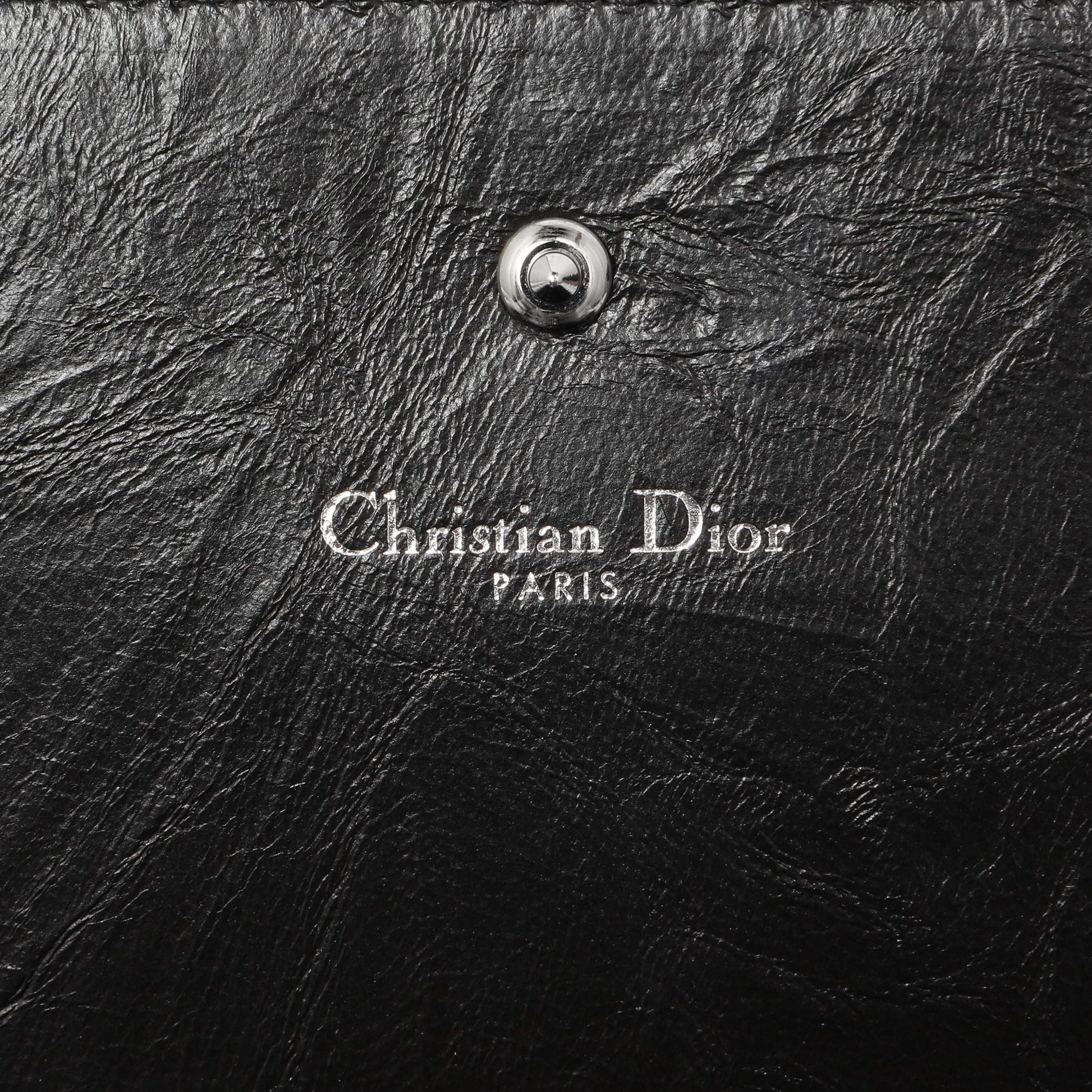 Exclusive Christian Dior Black Patent Diorama Croisiere Chain Wallet — Detail View