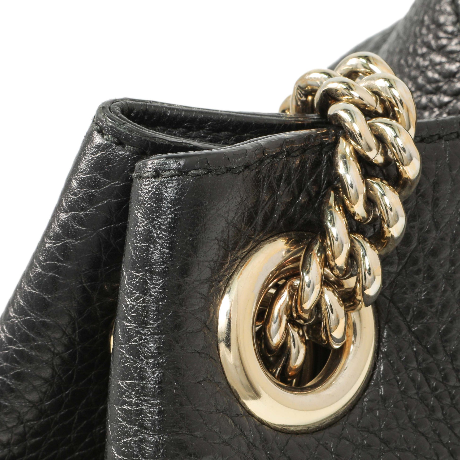 Exclusive Gucci Black Pebbled Calfskin Medium Soho Chain Shoulder Bag — Alternate View 11