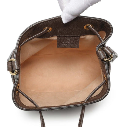 Exclusive Gucci GG Supreme Monogram Web Mini Ophidia Bucket Bag — Top View