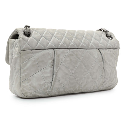 Exclusive Chanel Grey Quilted Iridescent Calfskin Leather Chic Quilt Flap Bag — Side View