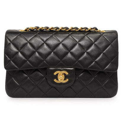 Exclusive Chanel Vintage Black Quilted Lambskin Small Double Flap — Front View