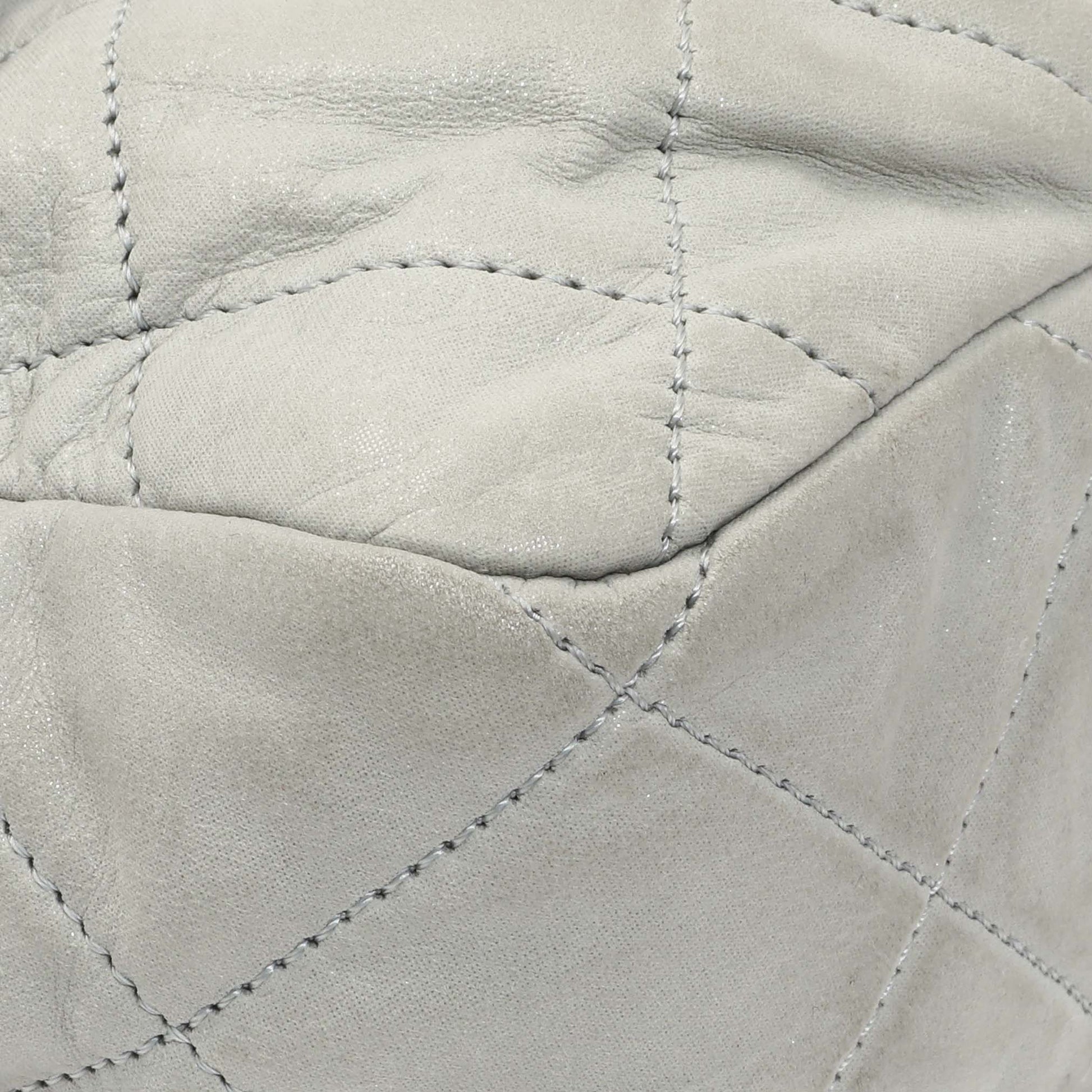 Exclusive Chanel Grey Quilted Iridescent Calfskin Leather Chic Quilt Flap Bag — Top View