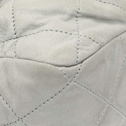 Exclusive Chanel Grey Quilted Iridescent Calfskin Leather Chic Quilt Flap Bag — Top View