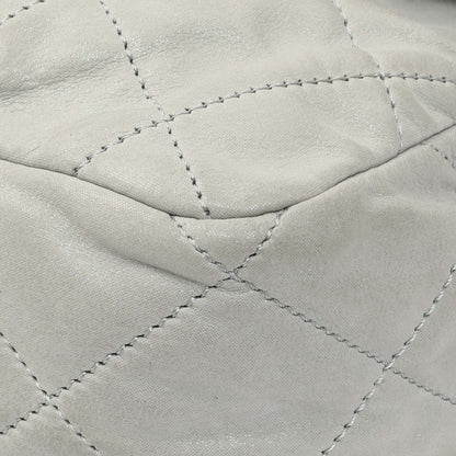 Exclusive Chanel Grey Quilted Iridescent Calfskin Leather Chic Quilt Flap Bag — Detail View