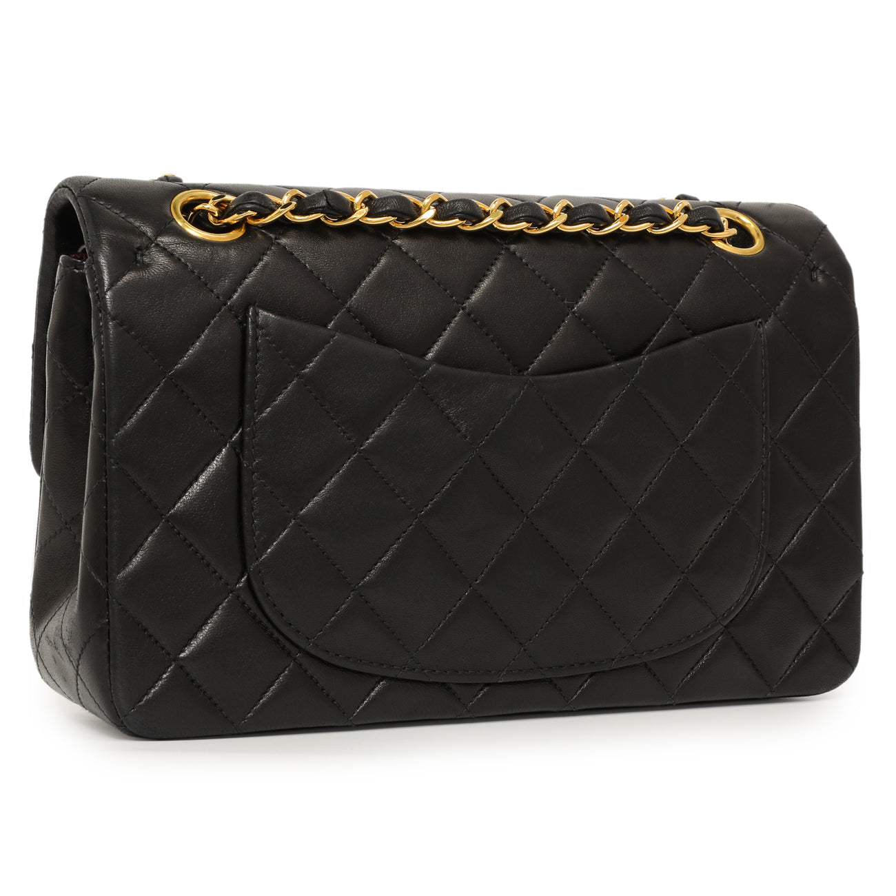 Exclusive Chanel Vintage Black Quilted Lambskin Small Double Flap — Side View