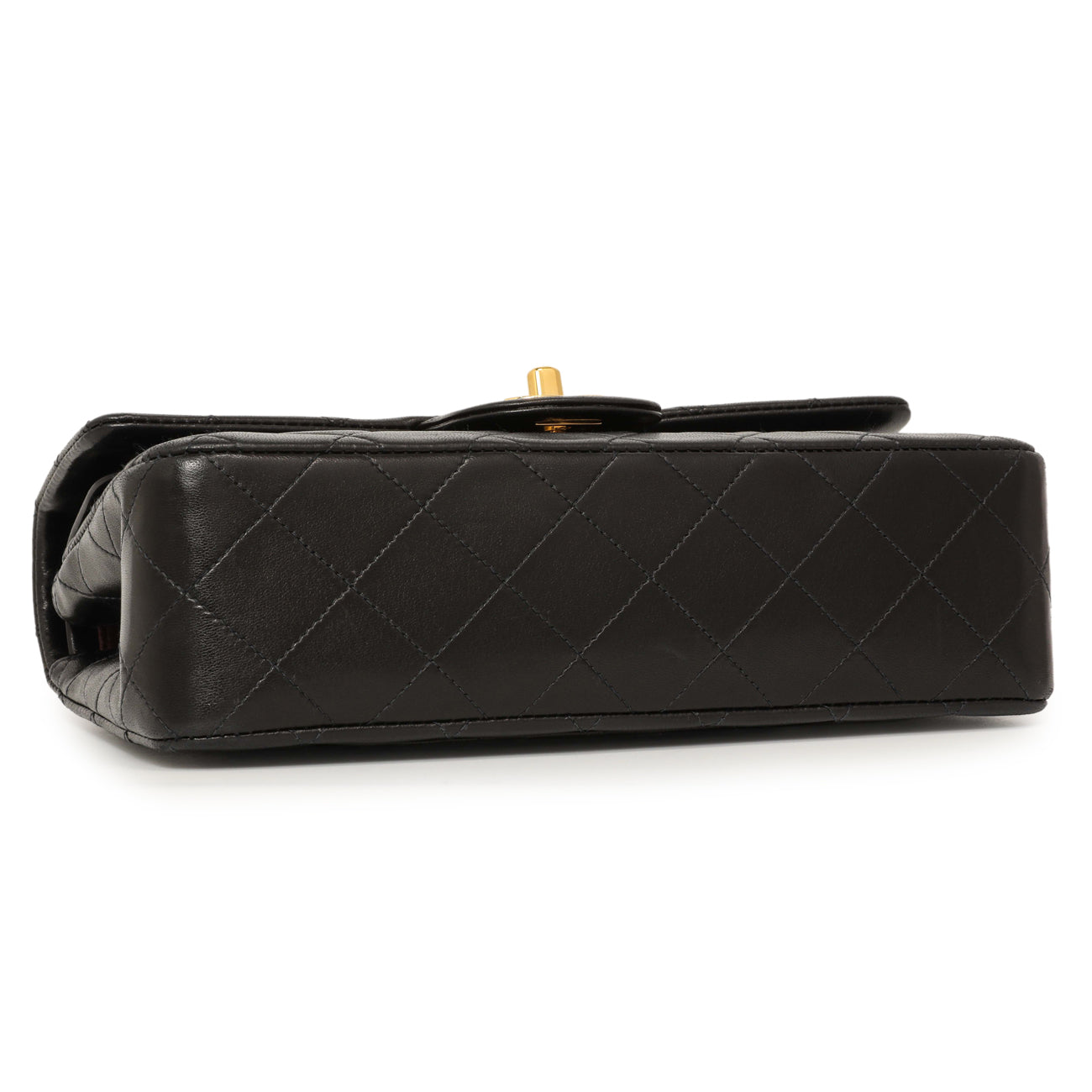 Exclusive Chanel Vintage Black Quilted Lambskin Small Double Flap — Back View
