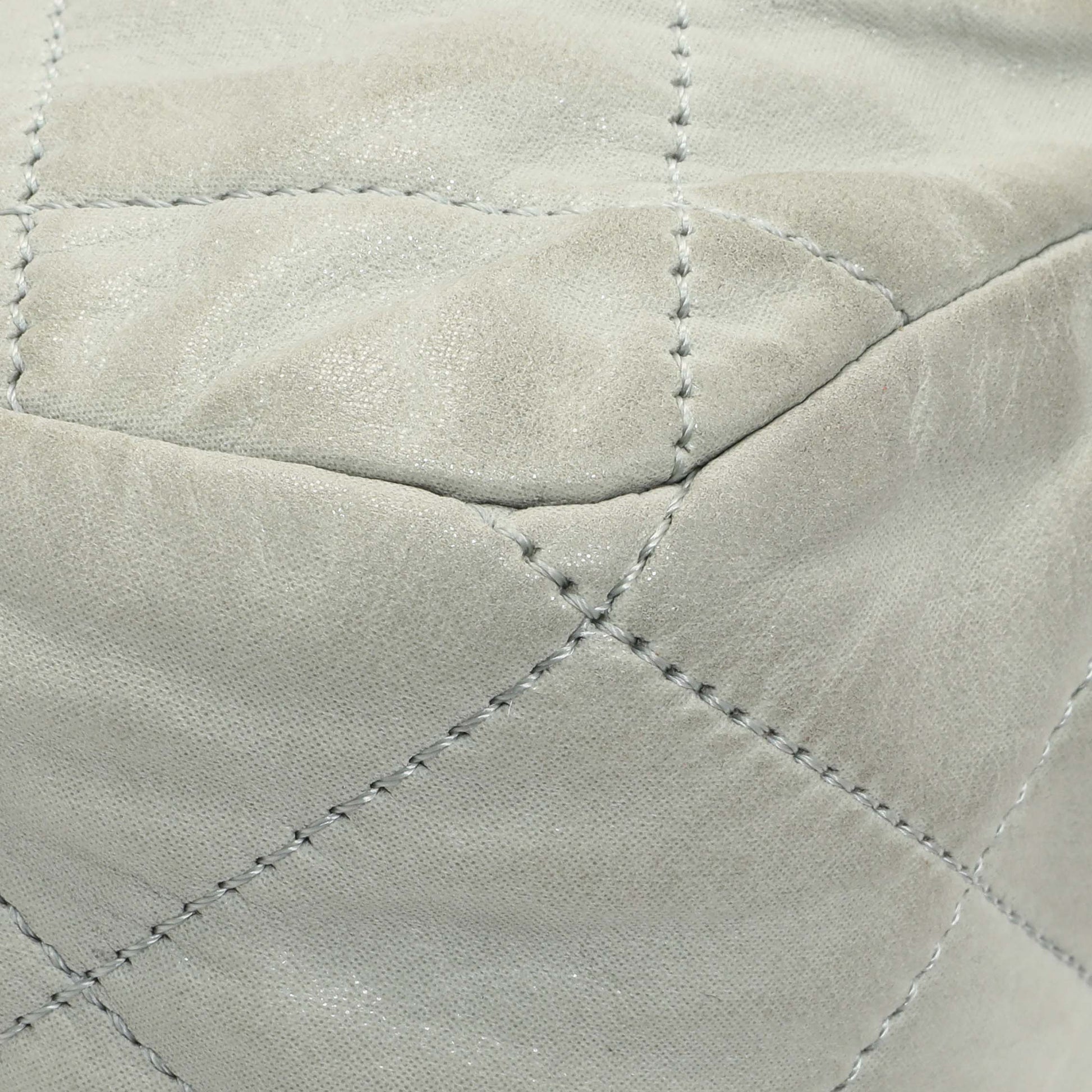 Exclusive Chanel Grey Quilted Iridescent Calfskin Leather Chic Quilt Flap Bag — Lifestyle View