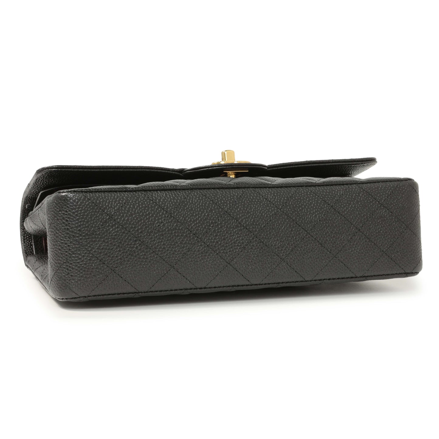 Exclusive Chanel Black Quilted Caviar Medium Classic Double Flap — Side View
