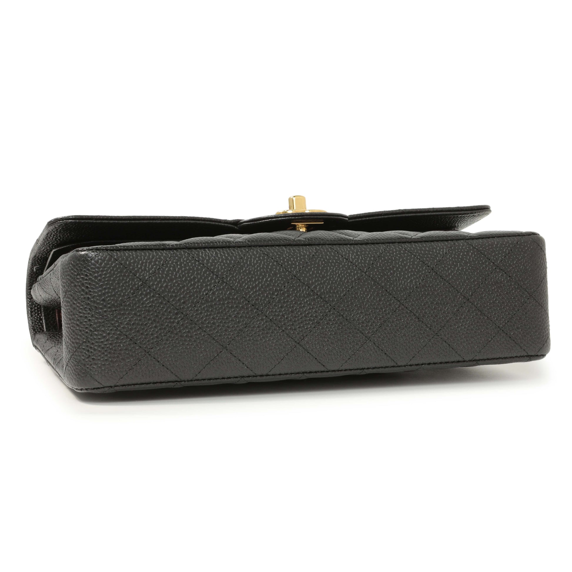 Exclusive Chanel Black Quilted Caviar Medium Classic Double Flap — Side View