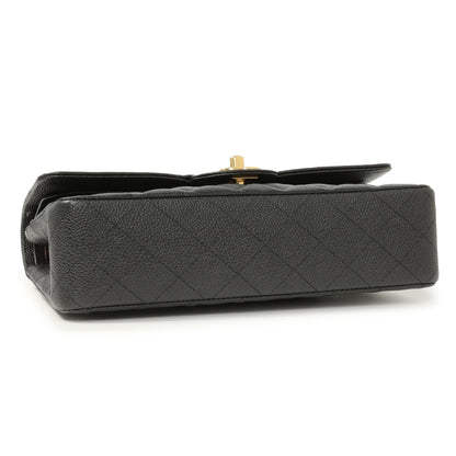 Exclusive Chanel Black Quilted Caviar Medium Classic Double Flap — Side View