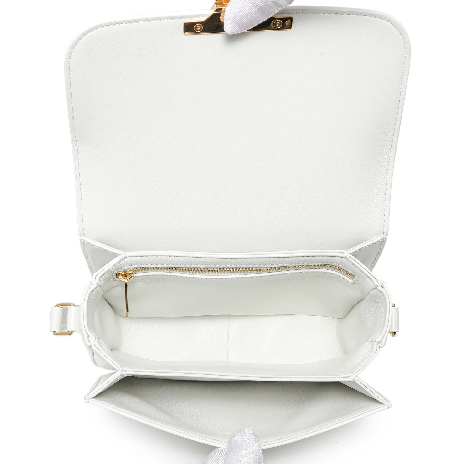 Exclusive Celine Chalk Shiny Calfskin Teen Triomphe — Top View