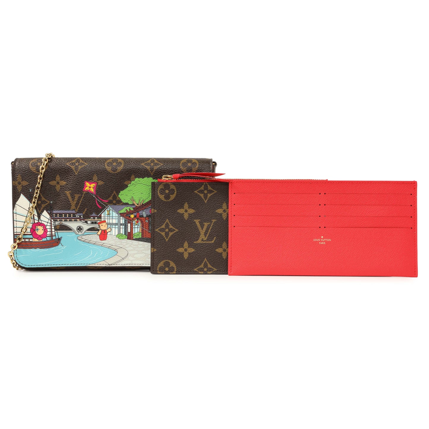 Exclusive Louis Vuitton Monogram 2022 Christmas Animation China Chengdu Pochette Felicie Chain Wallet — Front View