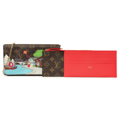 Exclusive Louis Vuitton Monogram 2022 Christmas Animation China Chengdu Pochette Felicie Chain Wallet — Front View