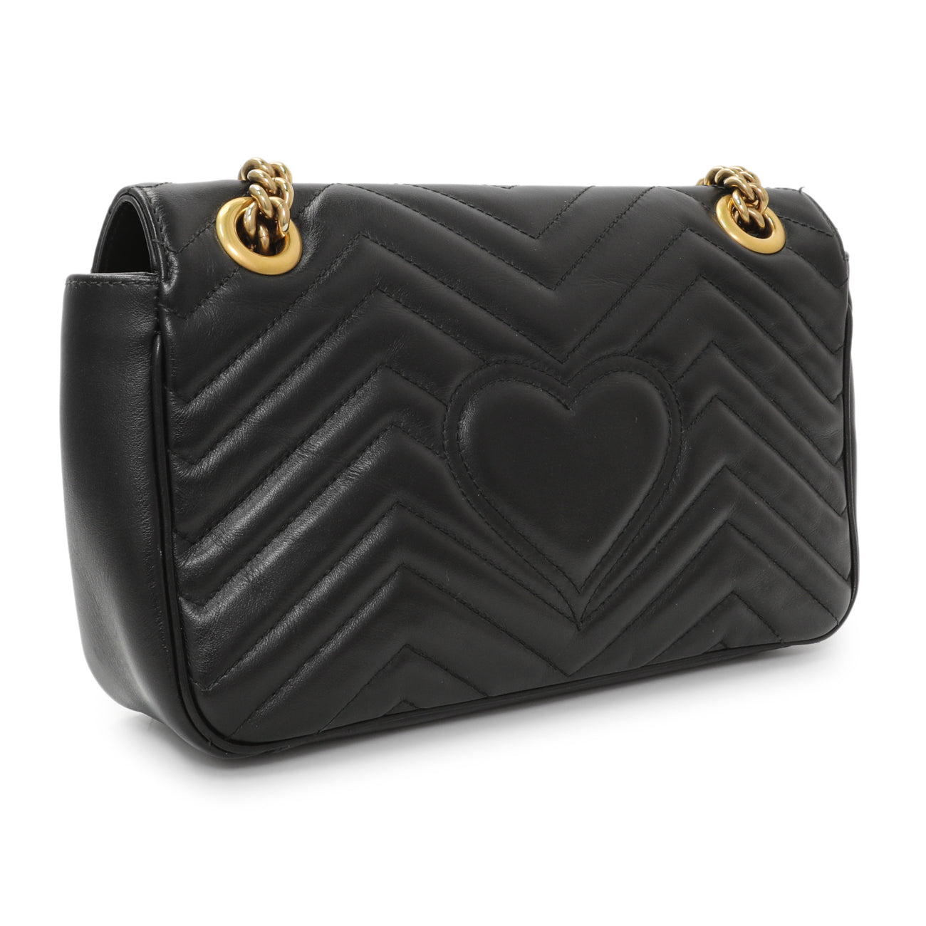 Exclusive Gucci Black Calfskin Matelasse Small GG Marmont Shoulder Bag — Side View