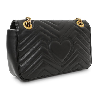 Exclusive Gucci Black Calfskin Matelasse Small GG Marmont Shoulder Bag — Side View