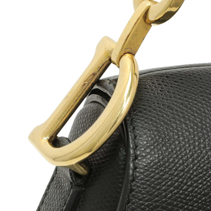 Exclusive Christian Dior Black Grained Calfskin Saddle Bag — Alternate View 7