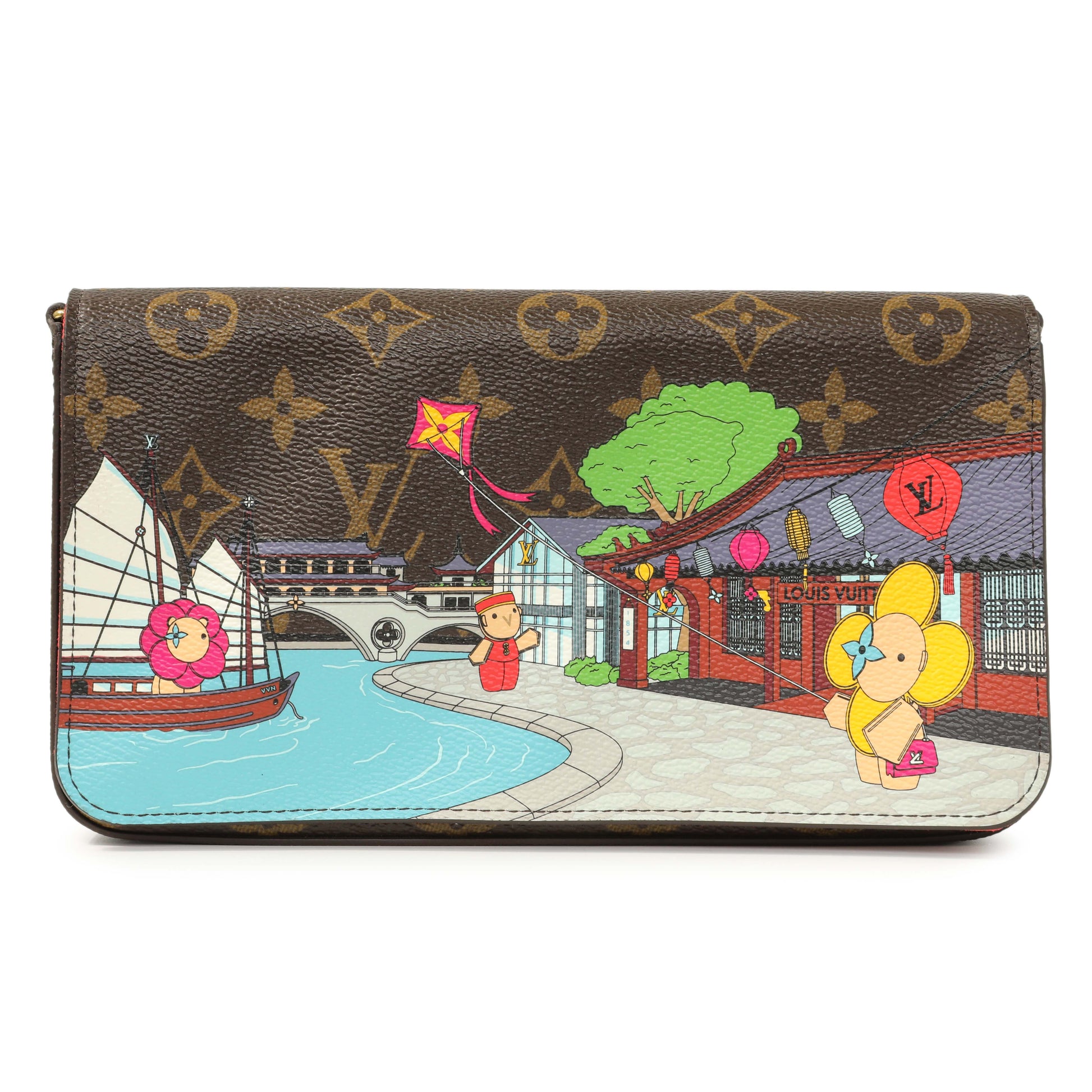 Exclusive Louis Vuitton Monogram 2022 Christmas Animation China Chengdu Pochette Felicie Chain Wallet — Side View