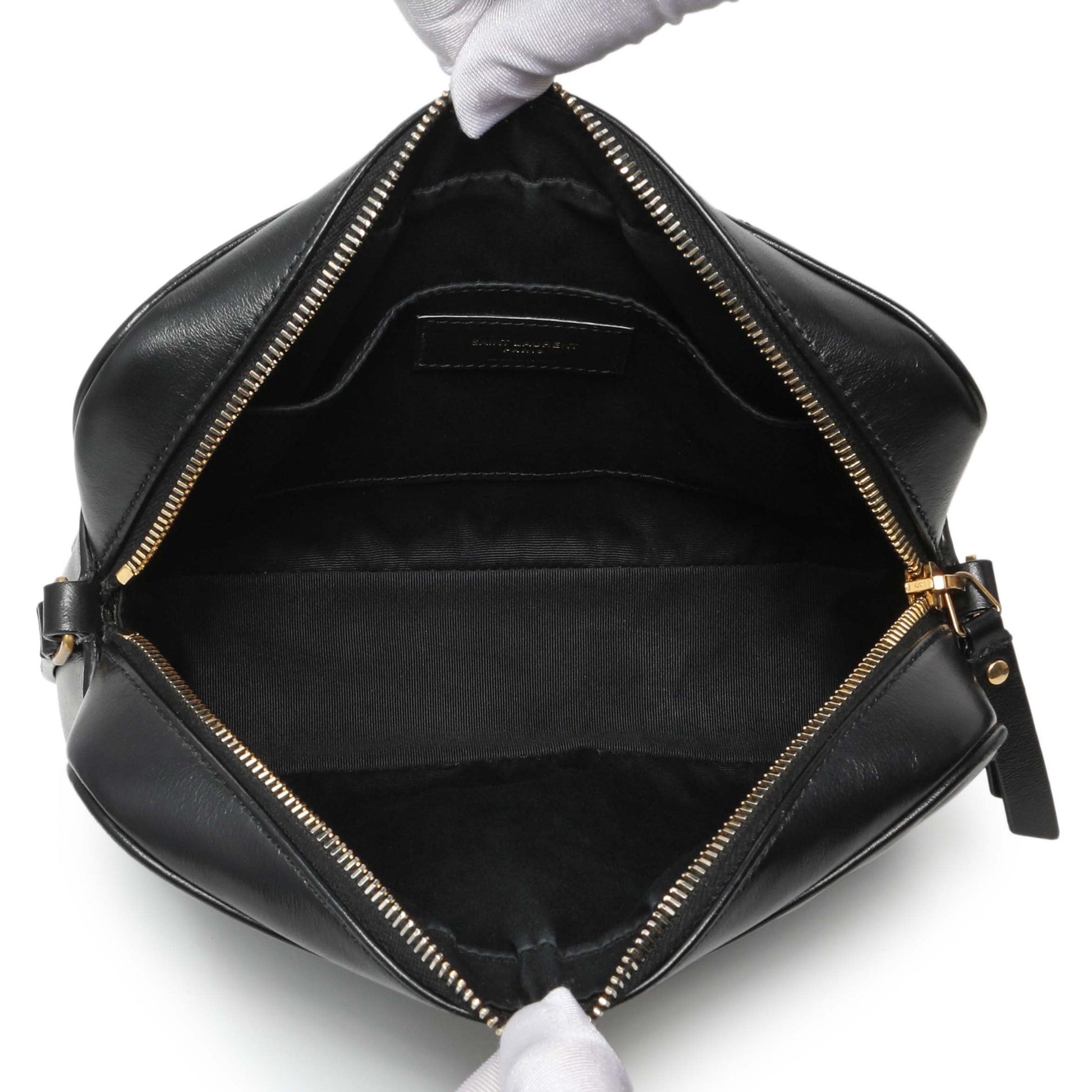 Exclusive Saint Laurent Black Calfskin Matelasse Monogram Lou Camera Bag — Alternate View 8