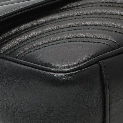 Exclusive Gucci Black Calfskin Matelasse Small GG Marmont Shoulder Bag — Top View