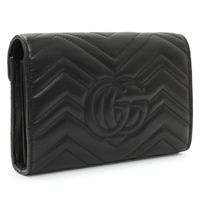 Exclusive Gucci Black Calfskin Matelasse GG Marmont Chain Wallet — Side View