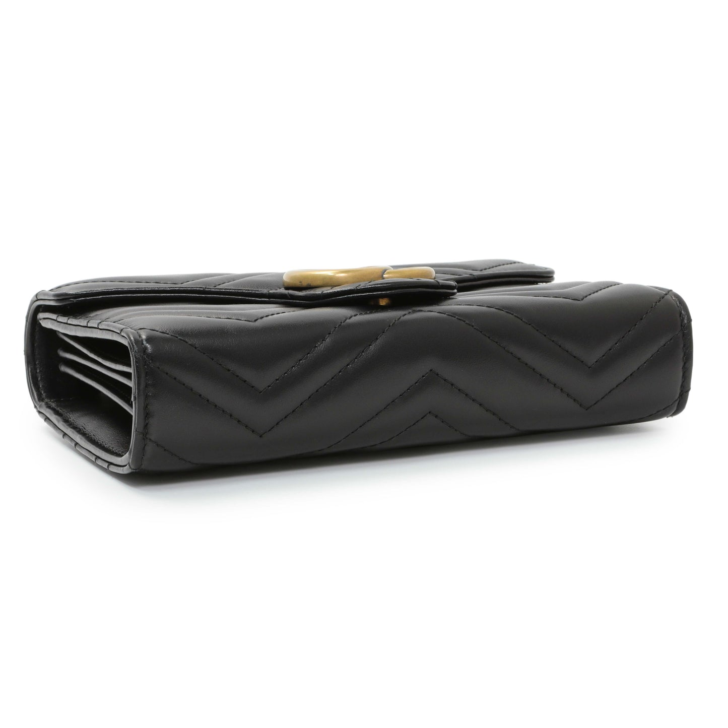 Exclusive Gucci Black Calfskin Matelasse GG Marmont Chain Wallet — Back View