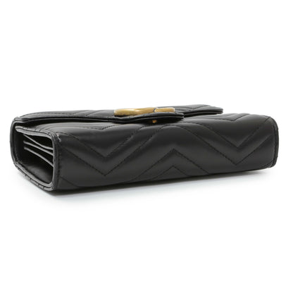 Exclusive Gucci Black Calfskin Matelasse GG Marmont Chain Wallet — Back View