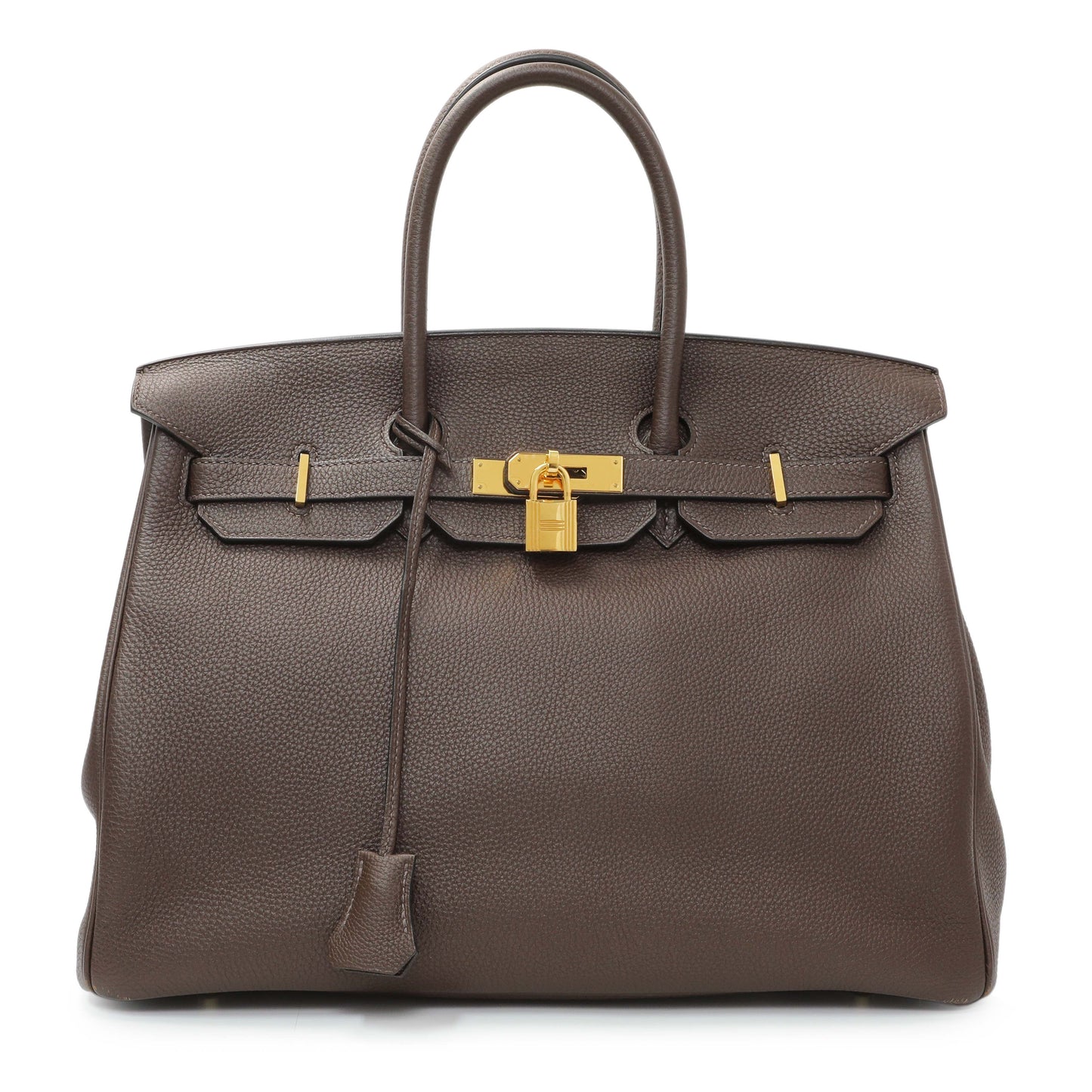 Exclusive Hermes Cacao Togo Birkin 35 GHW — Front View