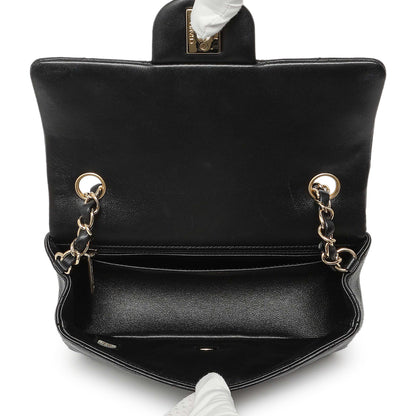 Exclusive Chanel Black Quilted Lambskin Mini Rectangular Flap — Detail View