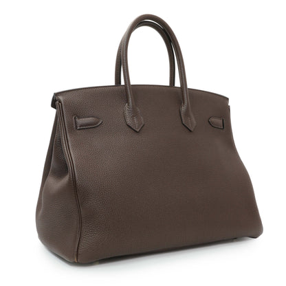 Exclusive Hermes Cacao Togo Birkin 35 GHW — Side View