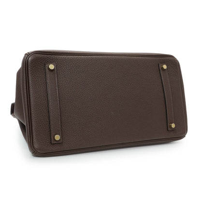 Exclusive Hermes Cacao Togo Birkin 35 GHW — Back View