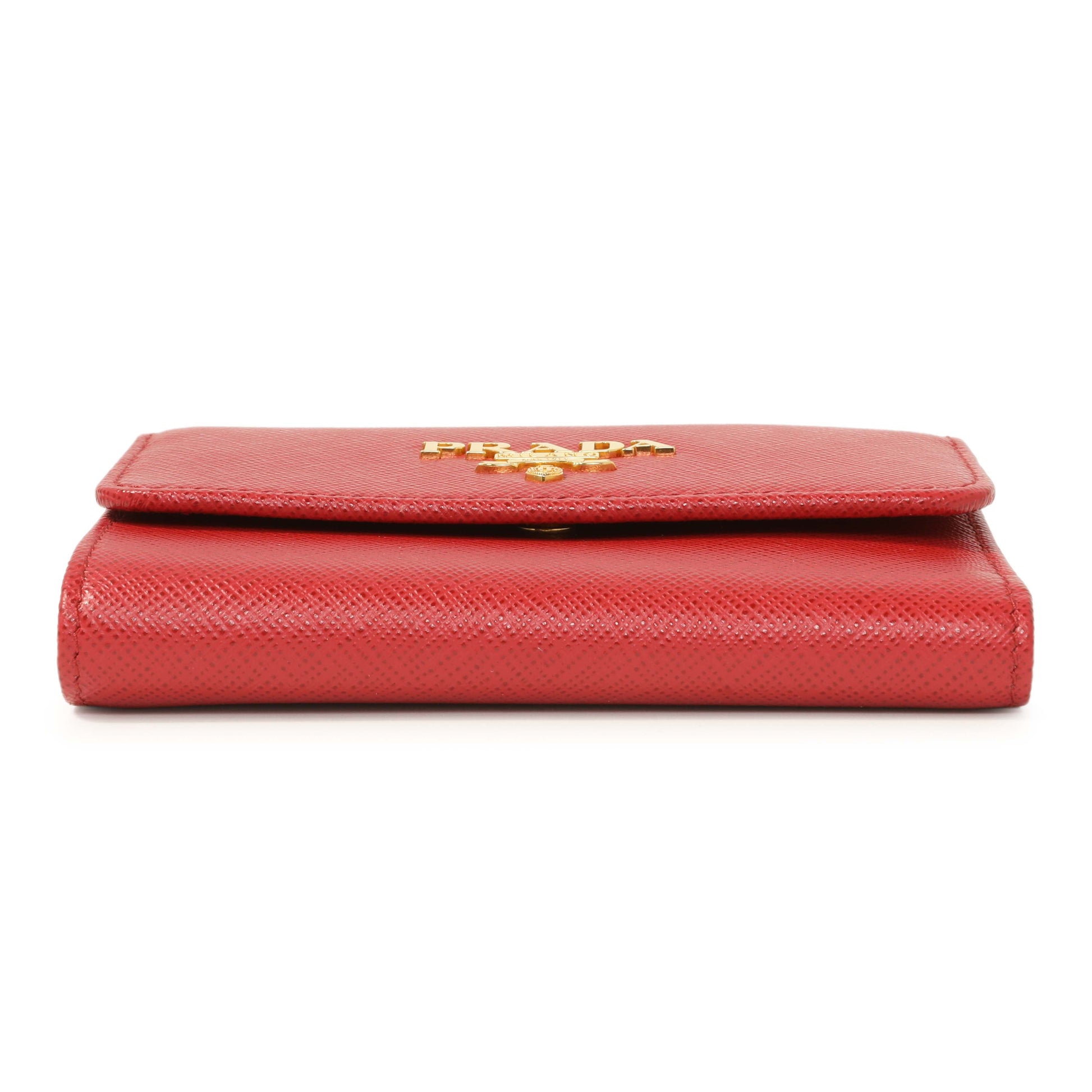 Exclusive Prada Red Saffiano Compact Wallet — Back View