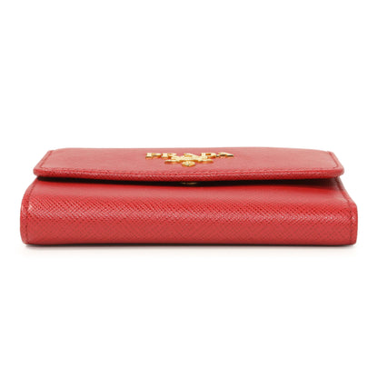 Exclusive Prada Red Saffiano Compact Wallet — Back View