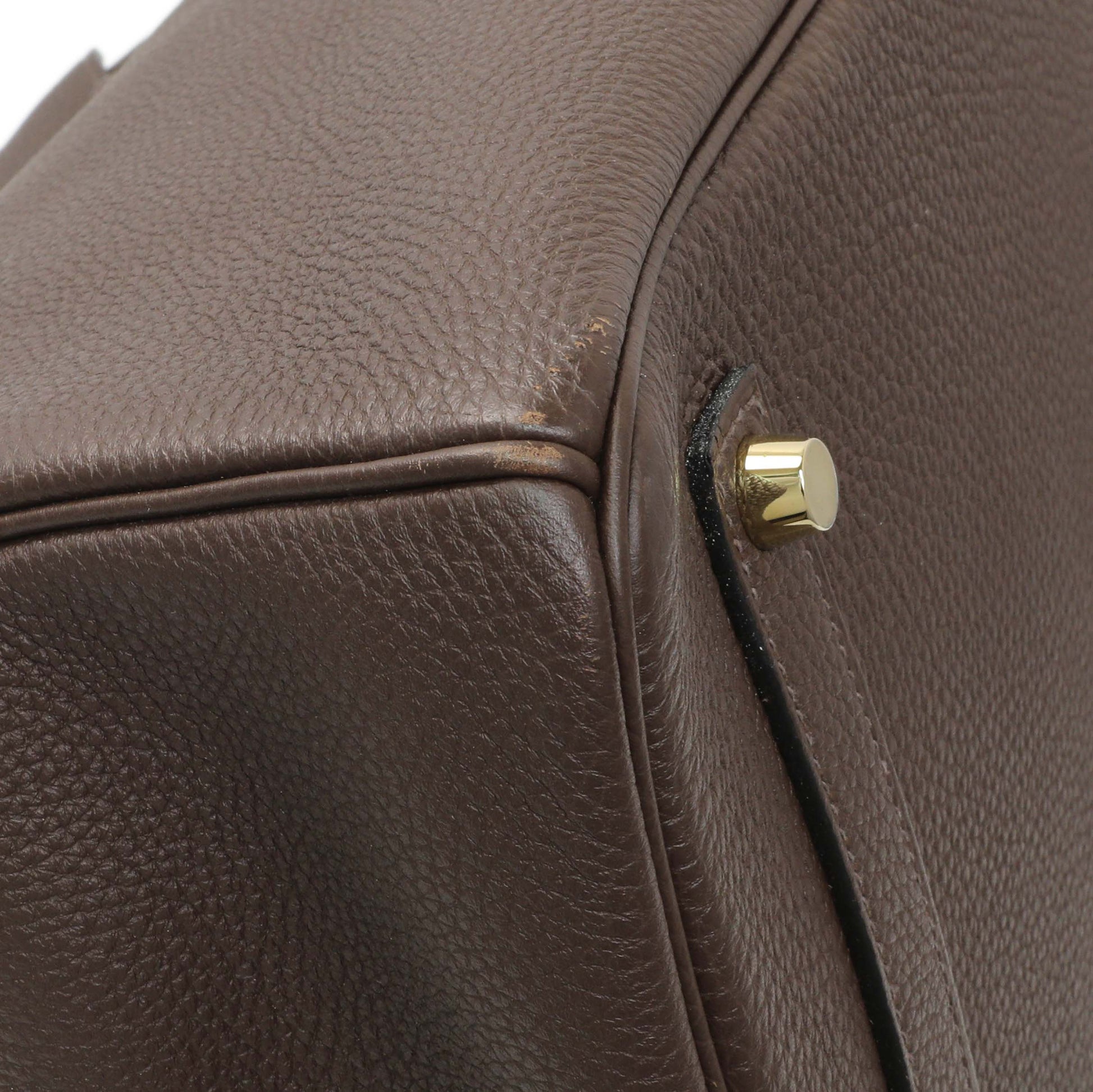 Exclusive Hermes Cacao Togo Birkin 35 GHW — Top View