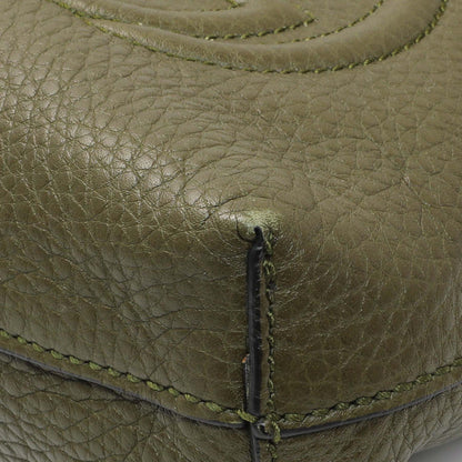 Exclusive Gucci Green Pebbled Calfskin Medium Soho Messenger Bag — Detail View