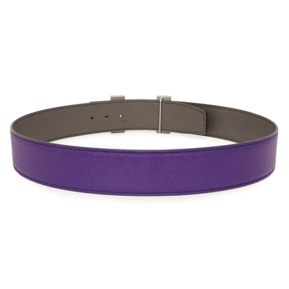 Exclusive Hermes Crocus Etain Epsom Constance H 42mm Belt — Side View