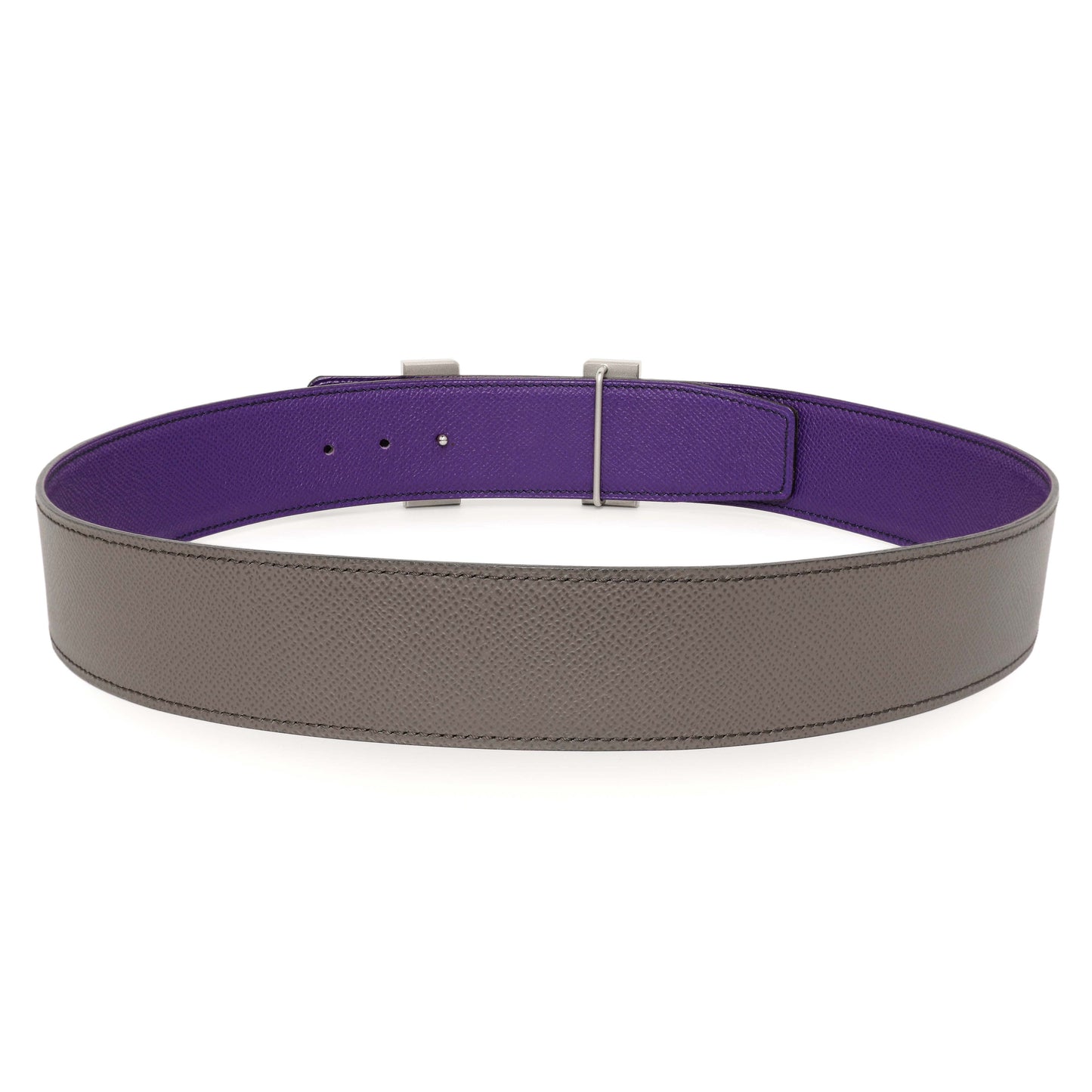 Exclusive Hermes Crocus Etain Epsom Constance H 42mm Belt — Top View