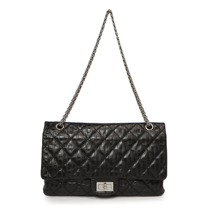 Exclusive Chanel Black Metallic Striped 2.55 Reissue Double Flap 227 — Front View