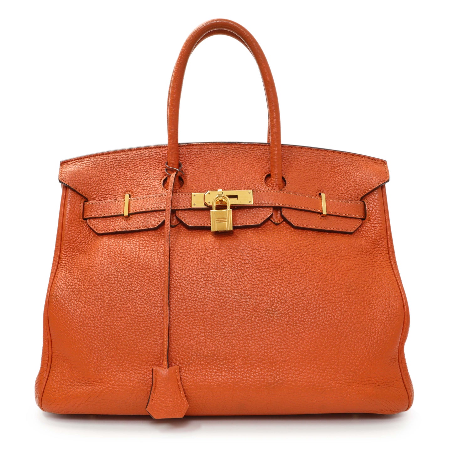 Exclusive Hermes Orange Clemence Birkin 35 — Front View