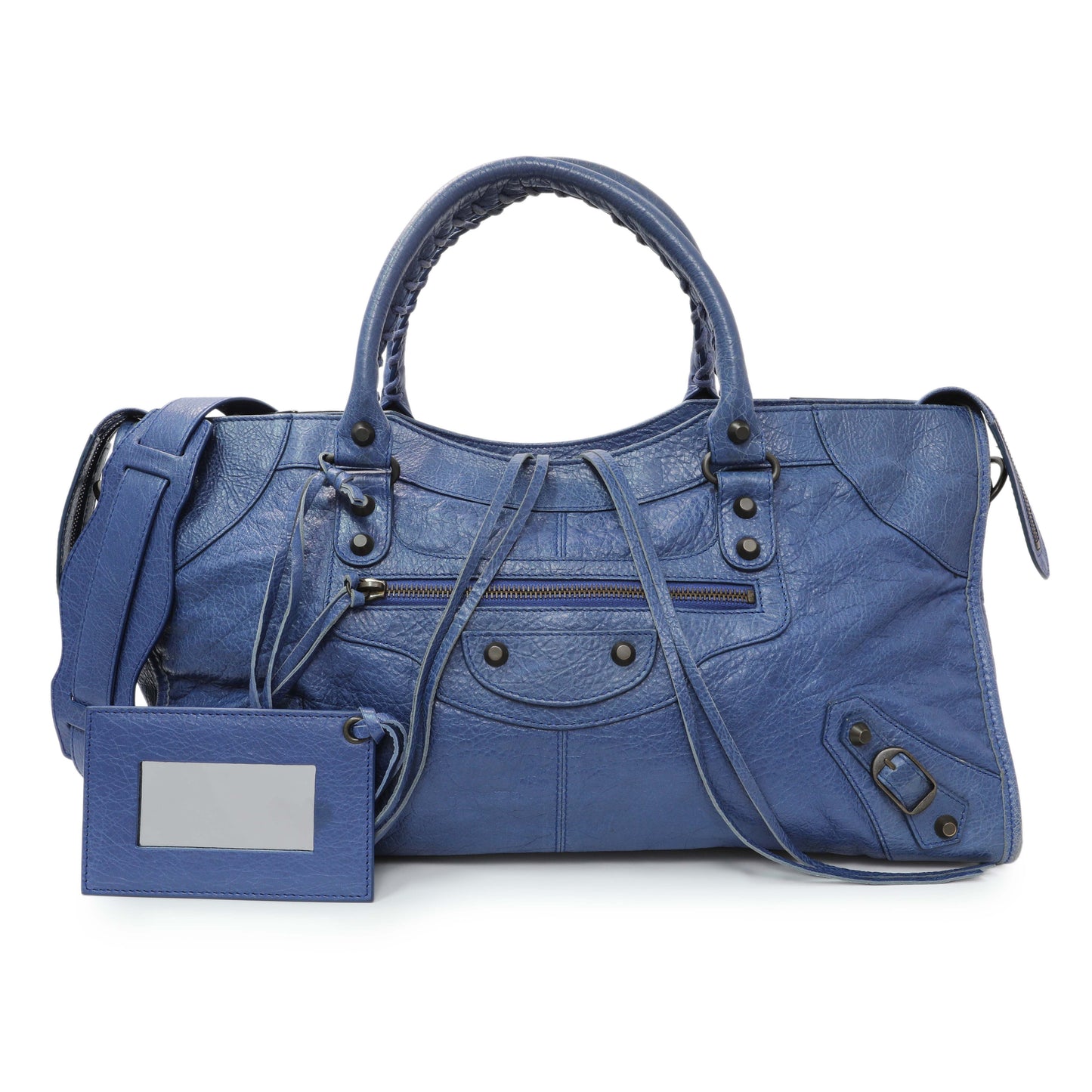 Exclusive Balenciaga Blue Agneau Classic Hardware City — Front View