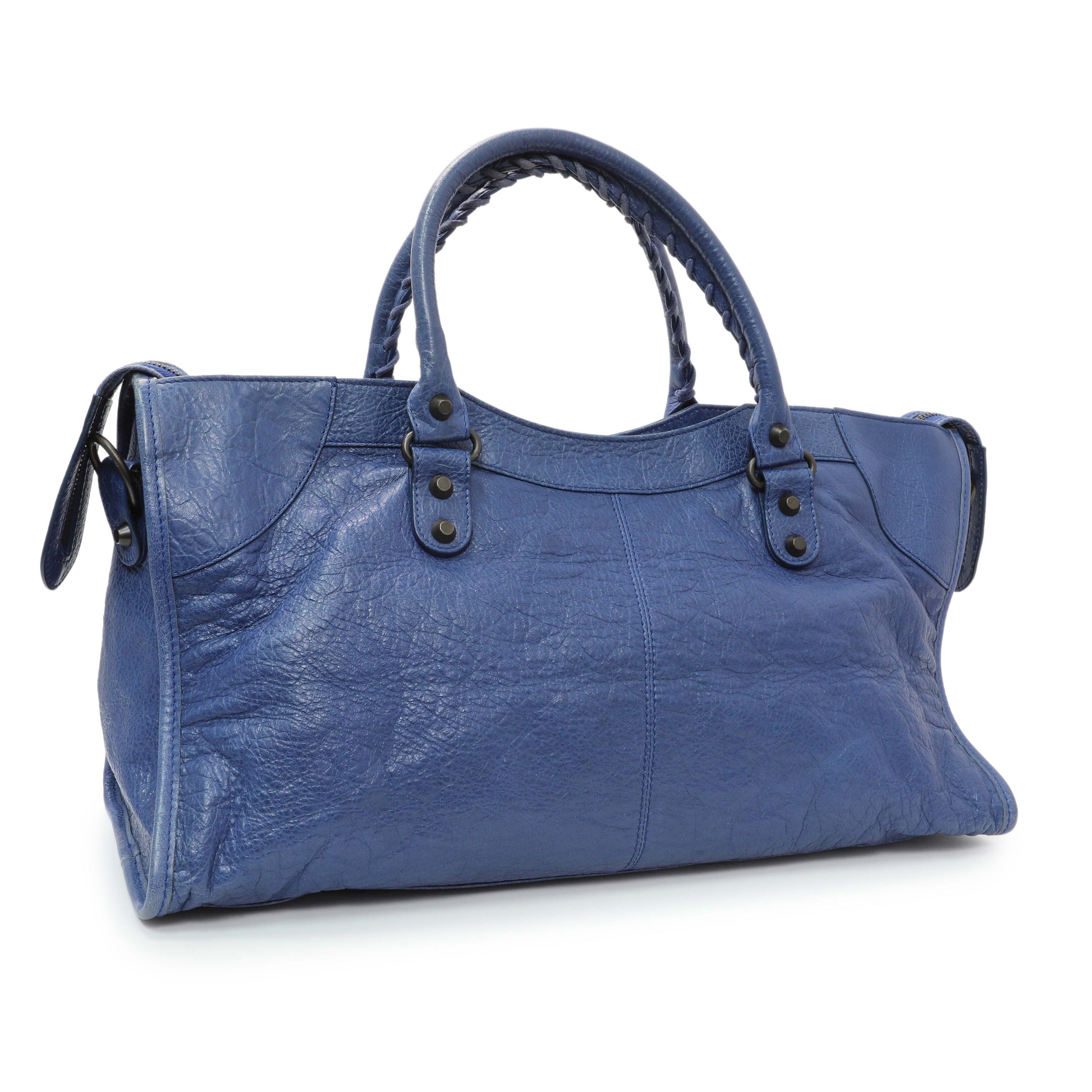 Exclusive Balenciaga Blue Agneau Classic Hardware City — Side View