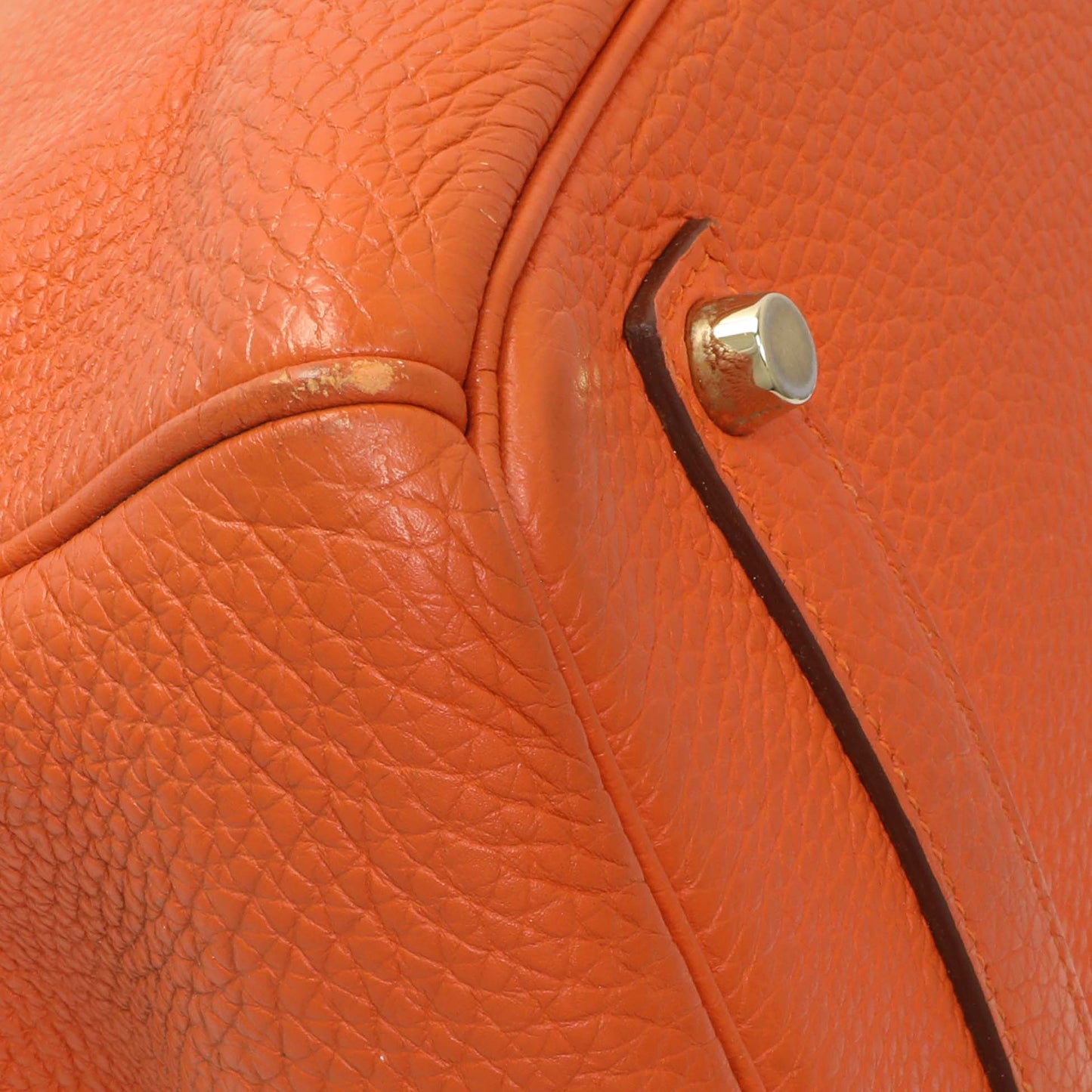 Exclusive Hermes Orange Clemence Birkin 35 — Top View
