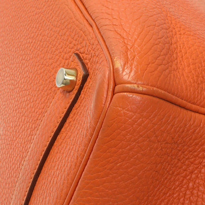 Exclusive Hermes Orange Clemence Birkin 35 — Detail View