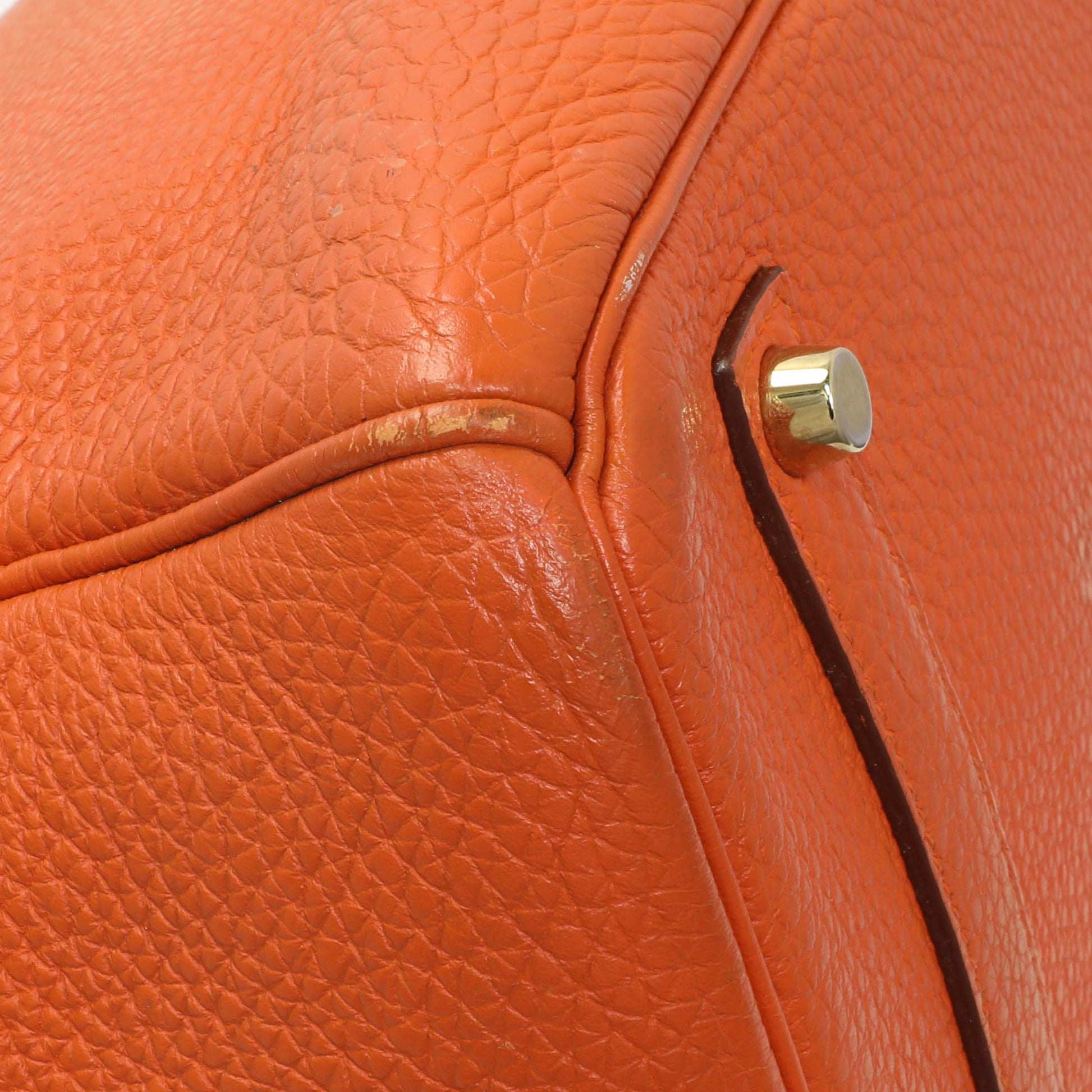 Exclusive Hermes Orange Clemence Birkin 35 — Lifestyle View