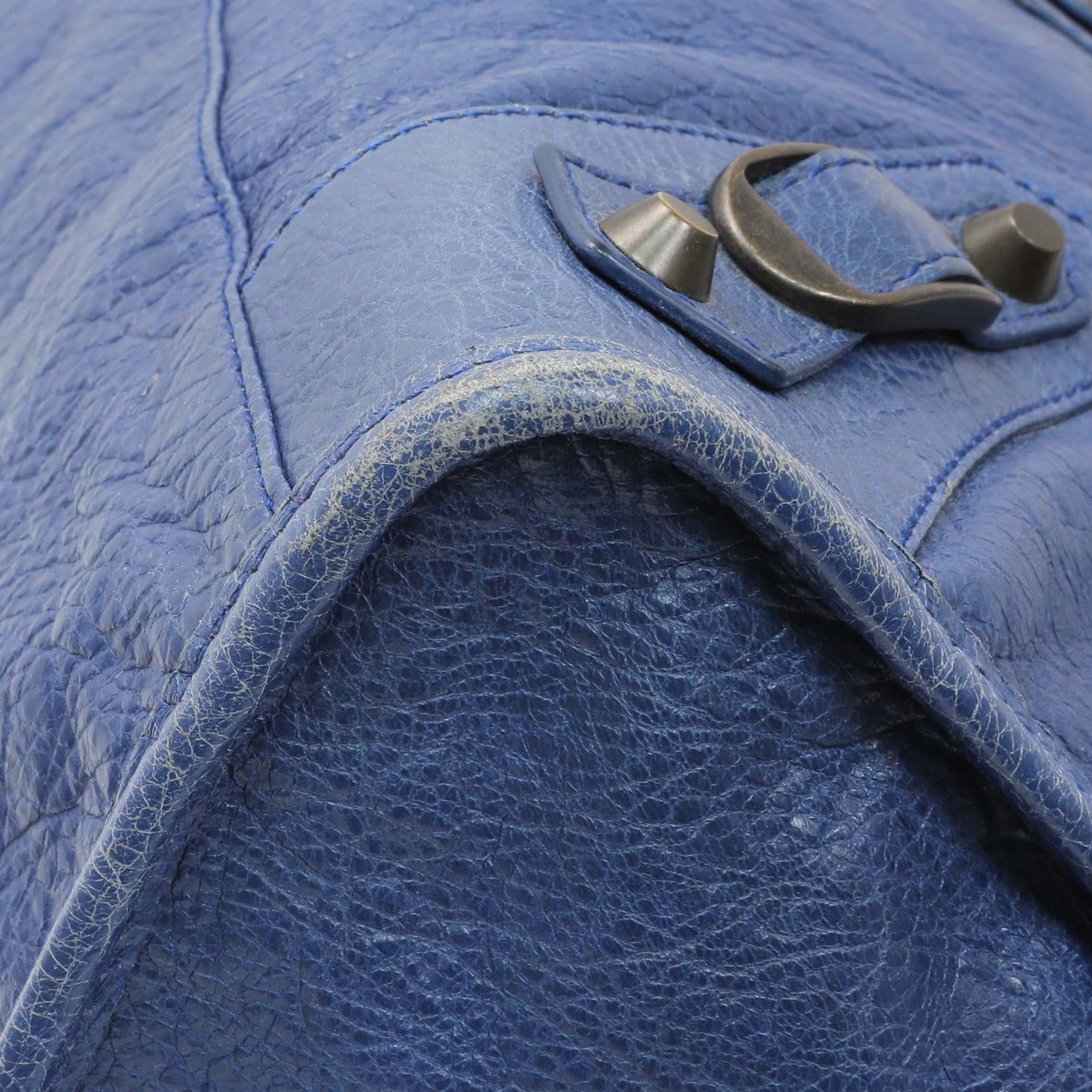 Exclusive Balenciaga Blue Agneau Classic Hardware City — Detail View