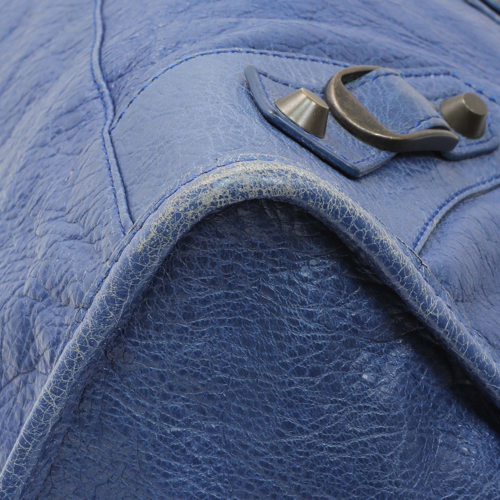 Exclusive Balenciaga Blue Agneau Classic Hardware City — Detail View