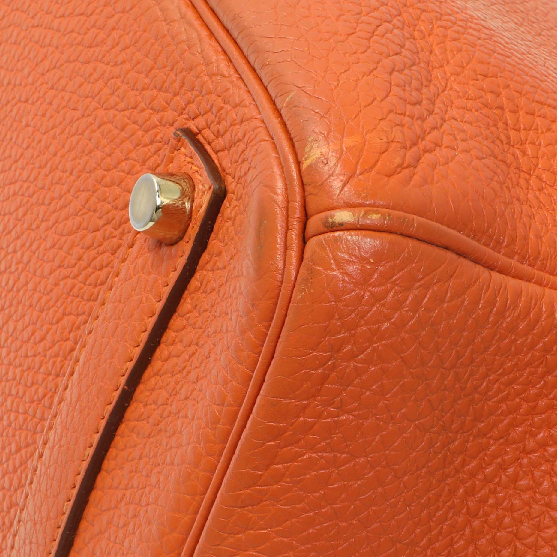Exclusive Hermes Orange Clemence Birkin 35 — Alternate View 7