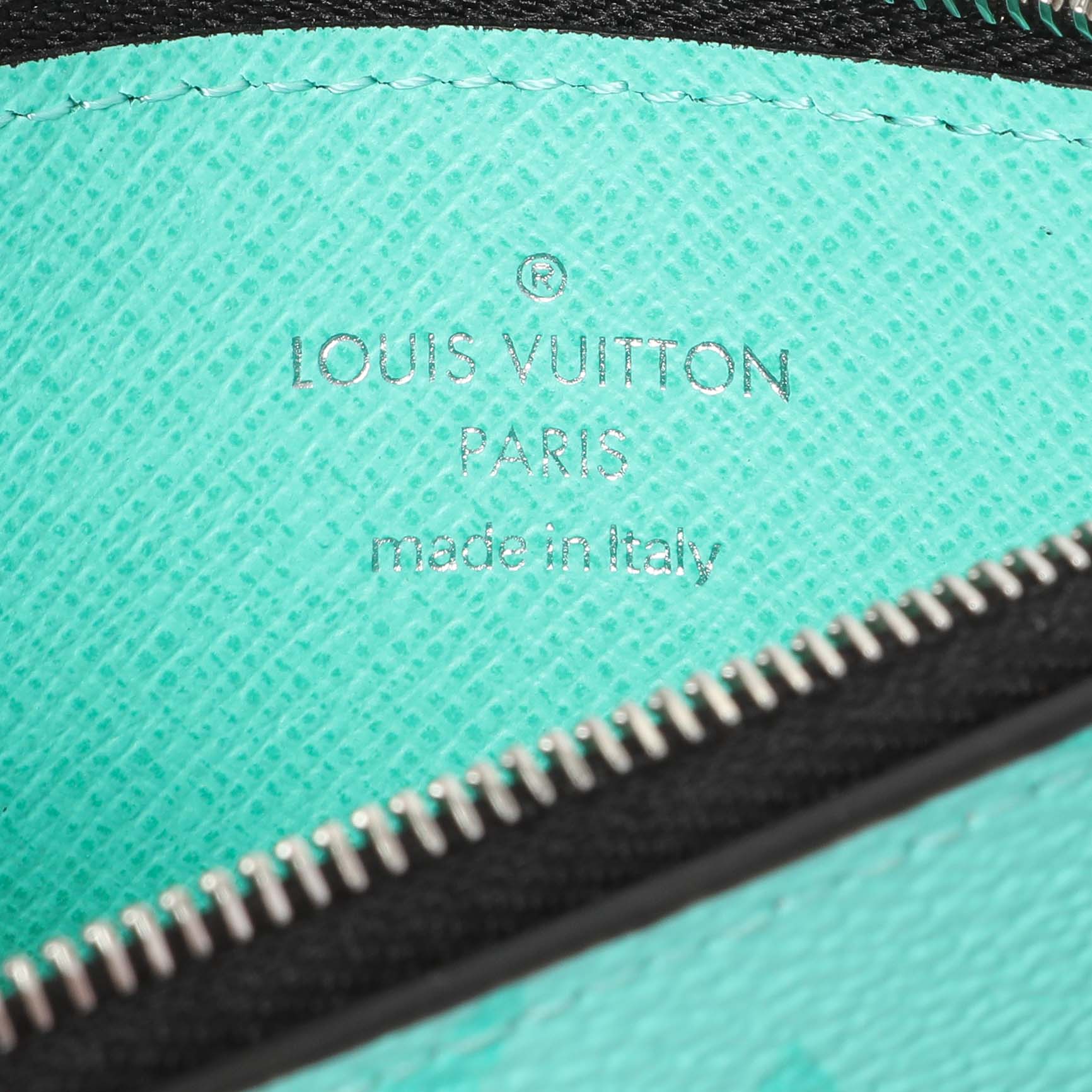 Exclusive Louis Vuitton Teal Taigarama Coin Card Holder — Detail View