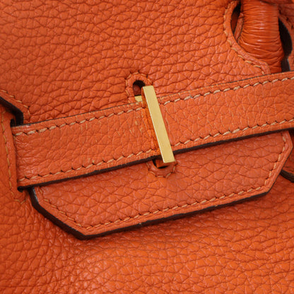 Exclusive Hermes Orange Clemence Birkin 35 — Alternate View 12